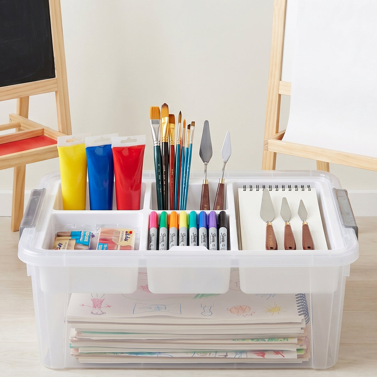 Storage box with creative supplies